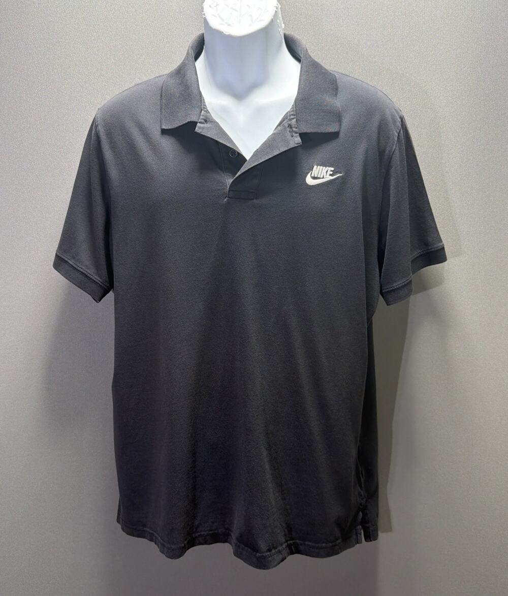Vintage Y2K Black Nike Polo Shirt Embroidered Size Large CJ4461-010